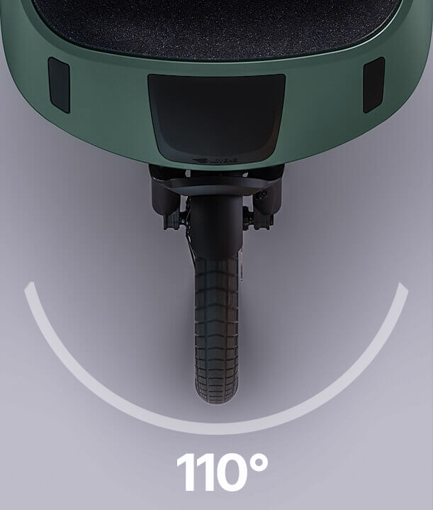 Turning circle 110 degrees Lovens Exploer 2